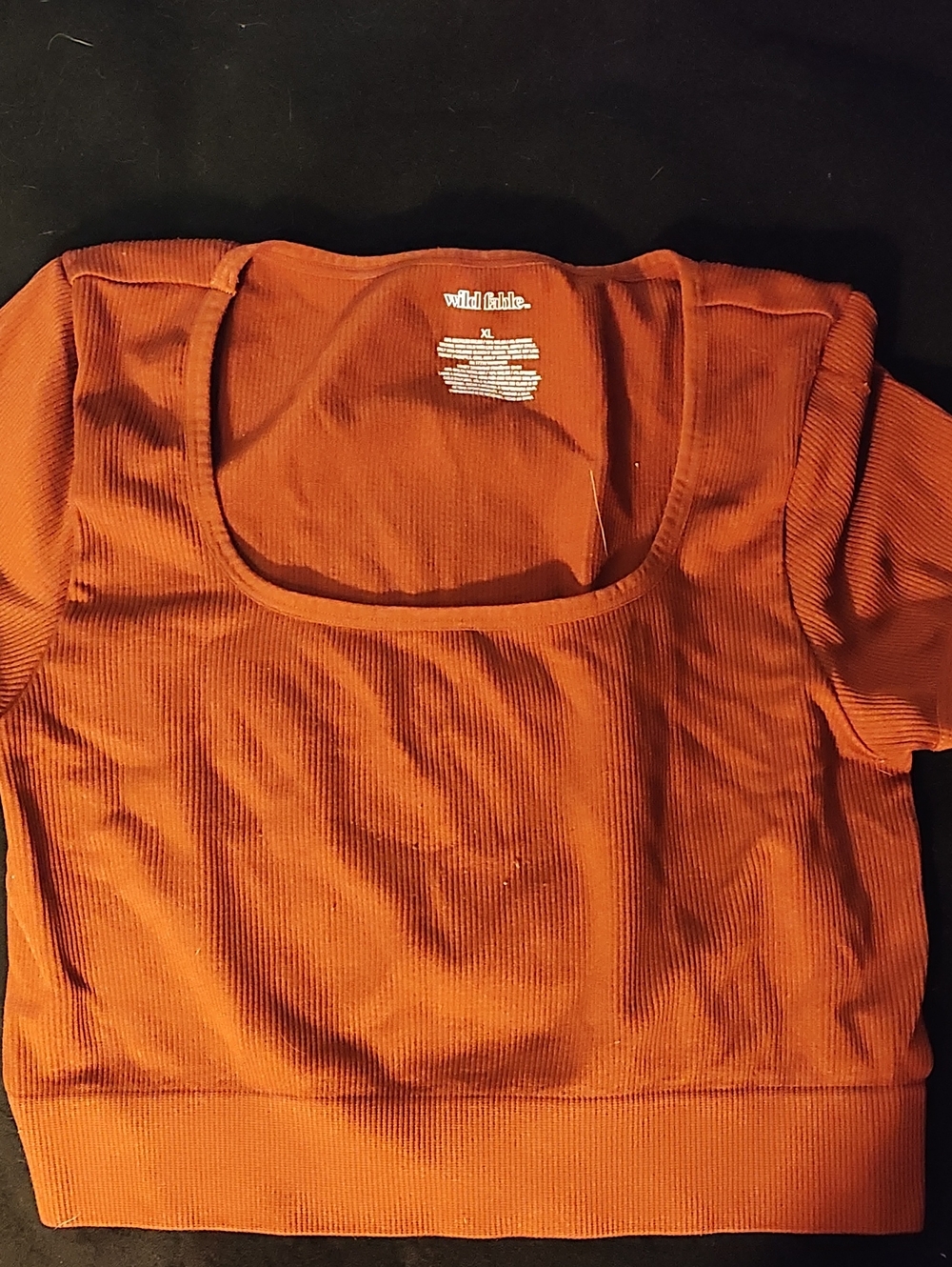wild fable Burnt Orange Ribbed Square-Neck Crop Top